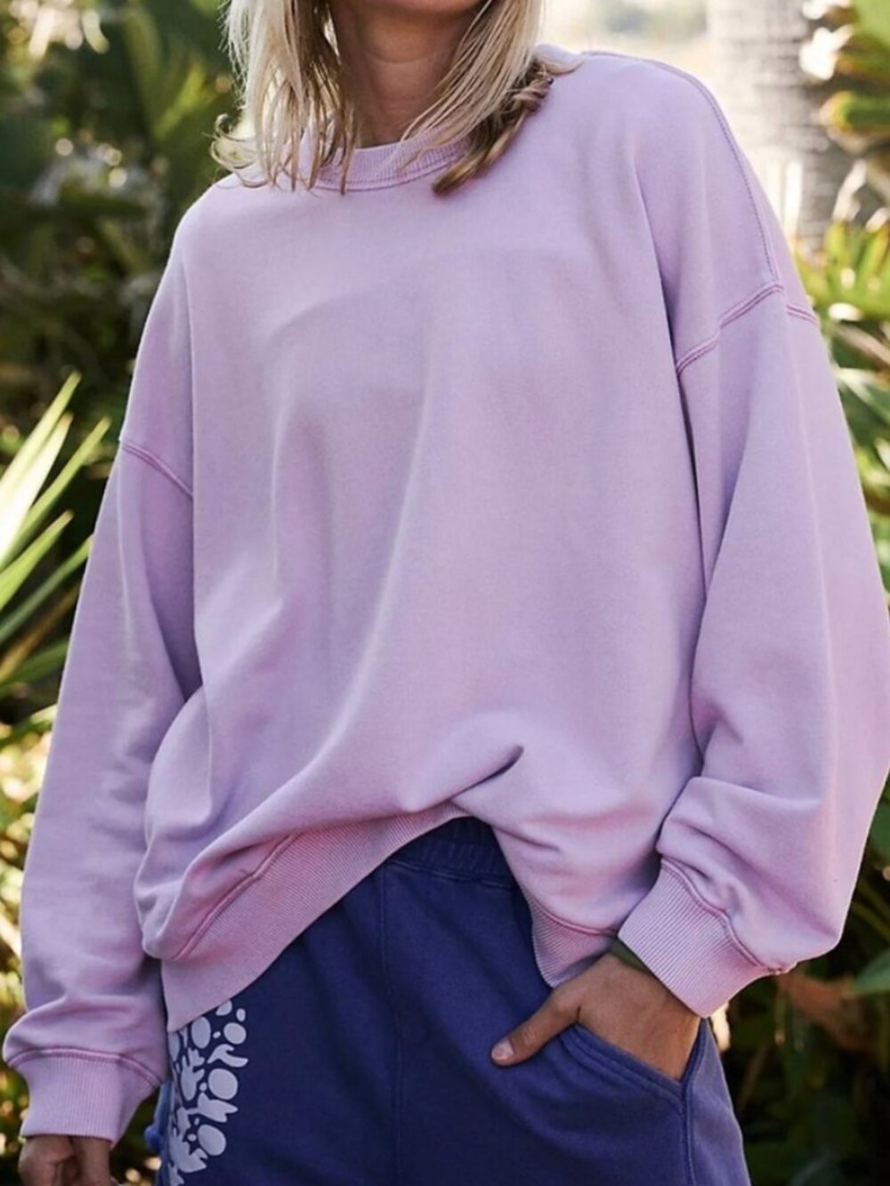 Free People Movement All Star Solid Pullover Crew Neck Long Sleeve Top New L